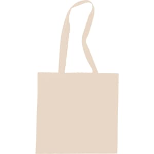 A plain beige tote bag with two straps and no visible logo or branding.