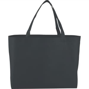 A large, dark grey non-woven tote bag with two sturdy handles and no visible branding.