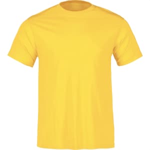 A bright yellow short sleeve men's t-shirt with a round neck and no visible logos.