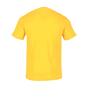 A yellow short sleeve men's tee, featuring a plain back with no visible designs or logos.
