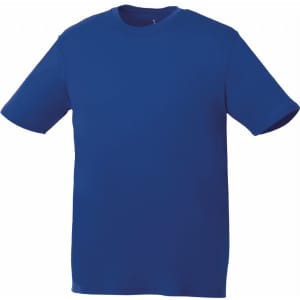 A blue short sleeve tech tee for men, featuring a simple design and a logo. Suitable for casual wear.