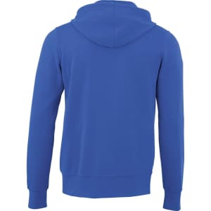 A blue Cypress Fleece Zip Hoody for men, featuring a hood and a logo on the back.