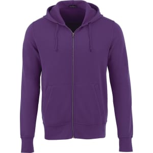 A purple fleece zip hoodie for men with a front zipper and pockets, featuring a hood.