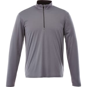 A grey quarter zip track jacket for men featuring long sleeves and a stylish collar. Branding is present.