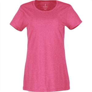A short sleeve women's tee in a vibrant pink hue, featuring a rounded neckline and a soft fabric.