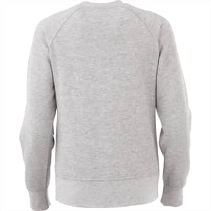 A grey women's fleece crew jumper with a simple design and long sleeves. It features a logo on the back.