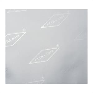 A textured grey surface featuring a repeating pattern with the words "ULTRA SAFE" embossed in a diamond shape.