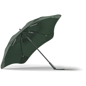 A green BLUNT Classic Umbrella with a unique design, featuring a sturdy structure and a logo on the handle.