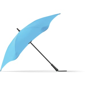 A blue BLUNT Classic Umbrella with a sleek design and a black handle, featuring a logo on the canopy.
