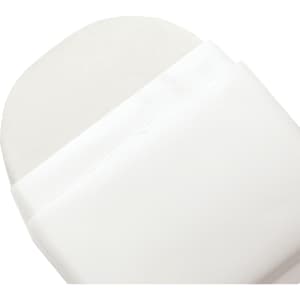 A white stationery essentials pack with an oval top lid, featuring a smooth, clean design. It has a logo displayed.
