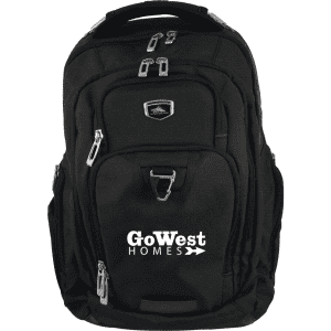 A black High Sierra Business 17" 42L computer backpack featuring multiple compartments and a logo.