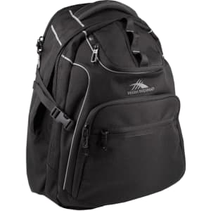 A black High Sierra Access 3.0 Backpack 45L featuring multiple compartments and a logo.