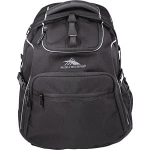 A black High Sierra Access 3.0 Backpack with zippered compartments and a logo on the front.