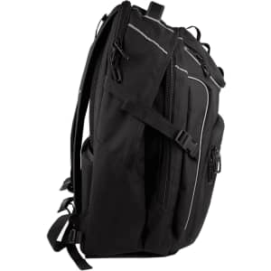A black High Sierra Access 3.0 Backpack 45L with multiple compartments and zippers. It features adjustable straps and has a logo.