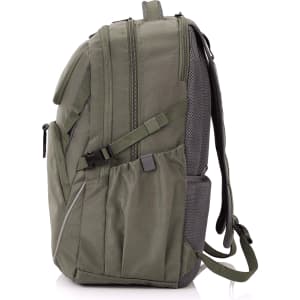 A green High Sierra Access 4.0 backpack featuring multiple compartments and padded shoulder straps, with a logo present.