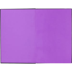 A Colour Pop JournalBook featuring a vibrant purple interior with a black cover and a logo.