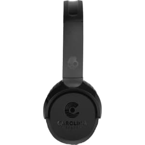 Wireless headphones in black with a sleek design and logo on the earcup.