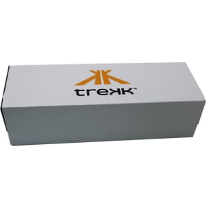 A grey box featuring the Trekk logo, designed for holding the Trekk Torch w/ Compass.