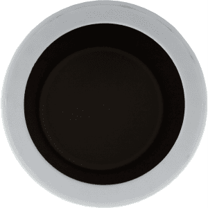 A drink bottle holder in black with a white rim. Features a logo on the surface.