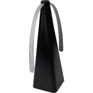 A black Trekk Bug Off Fan with a grey flexible blade, designed for leisure and outdoor use.