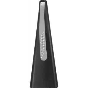 A sleek black fan with a silver grip, designed for outdoor activities. Features a logo on its surface.