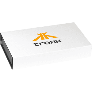 A white box containing a Trekk Survival Hammer & Multi-Tool, featuring a logo on the top.