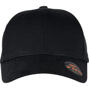 A black organic cotton twill cap with a circular logo on the side.