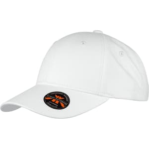 A white organic cotton twill cap with a curved brim and a logo on the side.