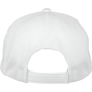 A white Stealth Mesh Flex Cap featuring a mesh design and a rear adjustable strap.