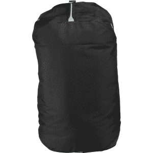 A black cargo duffel bag with a mid blue accent, featuring a top zipper and a simple design.
