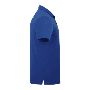 A blue men's polo shirt featuring a collar and short sleeves, with a logo on the chest.