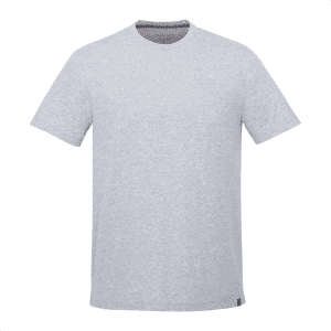 A light grey short sleeve tee for men, featuring a simple design and a logo on the hem.