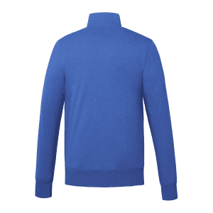 A blue fleece full zip jacket for men, featuring a high collar and long sleeves, with a discreet logo present.