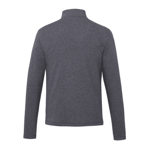 A grey quarter zip jacket for men, featuring long sleeves and a collar. Includes a logo on the fabric.