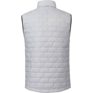 A lightweight, packable insulated puffer vest in light grey with a quilted design and a collar.