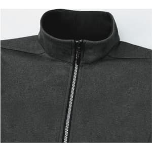A black women's eco waterproof softshell vest featuring a high collar and a front zip, with a logo.