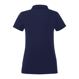 A navy blue women's eco short sleeve polo shirt with a collar and no visible branding on the back.