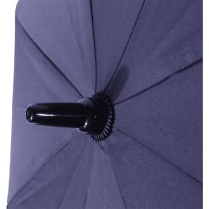 A black vented tipless golf umbrella with a sturdy handle, showcasing its fabric and structure.