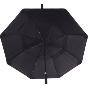 A black 60” vented tipless golf umbrella, featuring a sturdy frame and a comfortable grip handle.