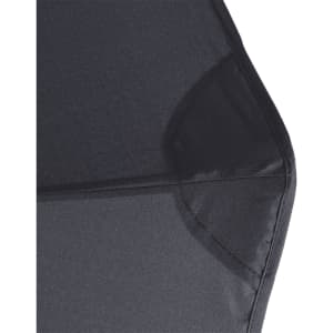 A black vented tipless golf umbrella showcasing its textured fabric and structured design. It features a branding logo.