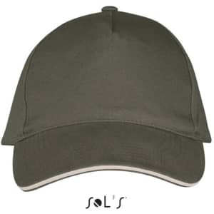 A heavy brushed cotton cap in dark green with a curved brim and a branding logo.