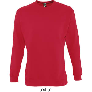 A red unisex windcheater made from 80% cotton and 20% polyester, featuring a logo on the label.