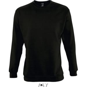 A black unisex windcheater made of 80% cotton and 20% polyester, featuring long sleeves and a round neckline.