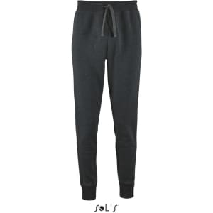 Slim fit women's track suit pants in dark grey, featuring an adjustable drawstring and a logo.
