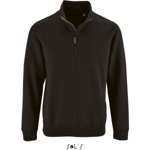 A black men's windcheater featuring a 1/4 zip with a collar and a branded logo.