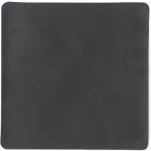 A black square coaster with a smooth surface. It features a minimalist design without any branding.