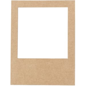 A brown cardboard frame with a square opening in the centre. There are no images or text within the frame.