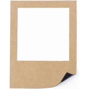 A square, brown, textured frame with a curled bottom corner, designed for displaying photos or artwork.