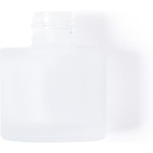 A drink bottle in a frosted white finish with a wide neck and a smooth surface. It features a branding logo.