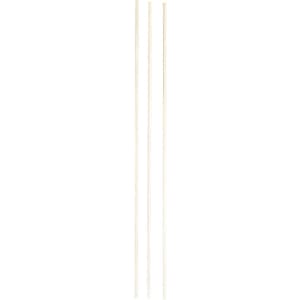 Three wooden skewers arranged vertically against a light background. Each skewer has a smooth finish.